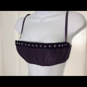 NWT VS Plum Velvet Beaded & Jeweled Trim Bra